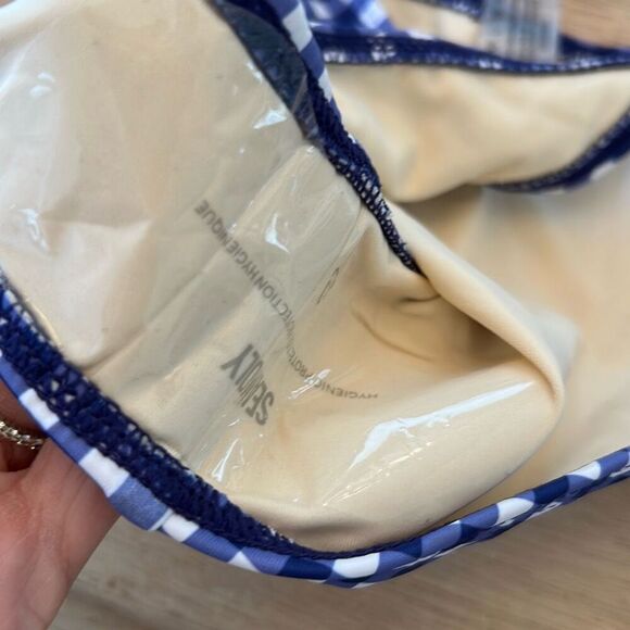 New Seamoly blue and white gingham checkered high cut swimsuit bottom bathing su - Picture 2 of 4